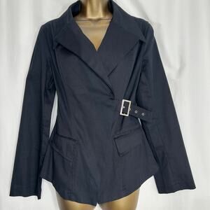 Body Line black wrap blouse blazer open lace up back gothic grunge edgy small